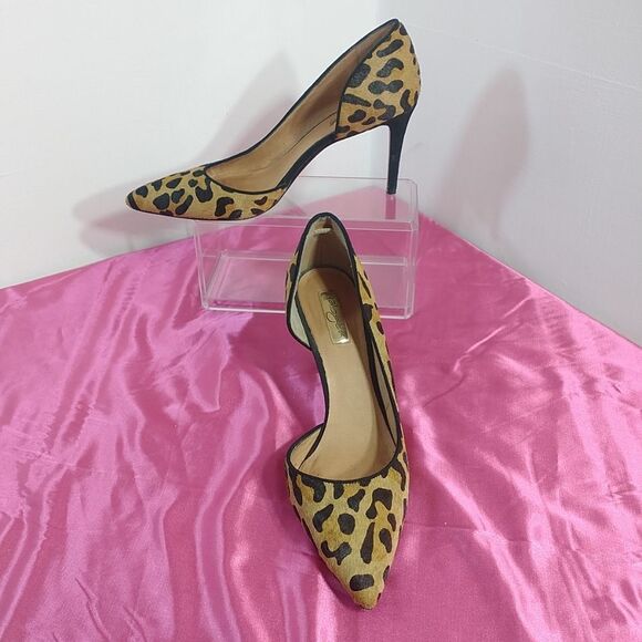 Halogen Marlie Women's SZ 9M Heels Leopard Animal Genuine Calf Hair Tan . - Picture 1 of 9